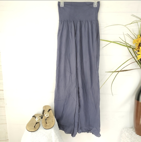 T Party Fashion Pants - T party 100% cotton fold over flowy wide leg pants